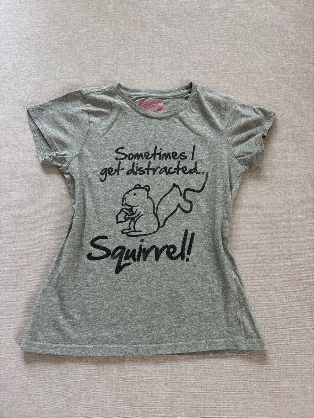 Crazy Dog heather grey squirrel graphic tee.